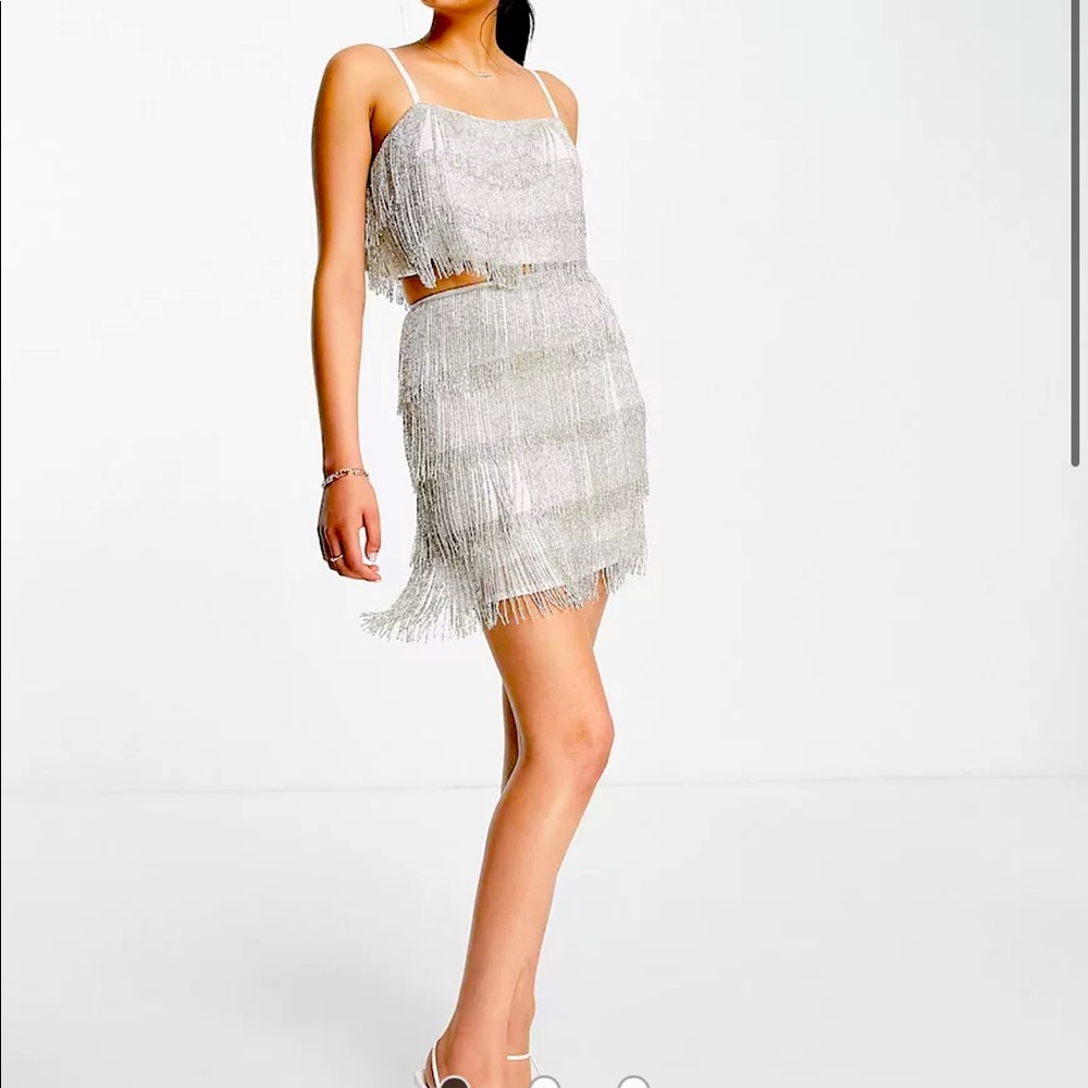 Asos Fringe skirt and top set